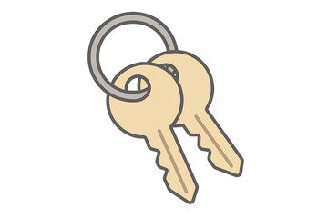 Two house keys connected by a metal split keyring