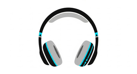 Black stereo headphones for DJ use, isolated on a white background, representing music technology and audio equipment