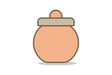 Simple rounded ceramic pot with lid icon design