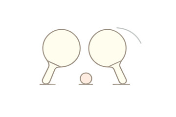 Table tennis paddles and ball icon set for sport game concept