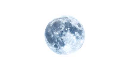 Full moon isolated on transparent background, a celestial body that orbits planet earth