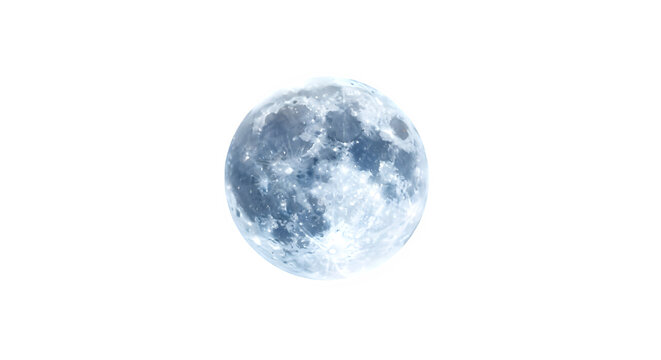 Full moon isolated on transparent background, a celestial body that orbits planet earth