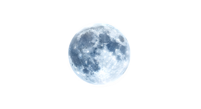 Full moon isolated on transparent background, a celestial body that orbits planet earth