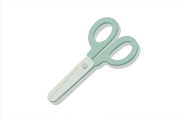 Light green scissors with rounded handles isolated on white background