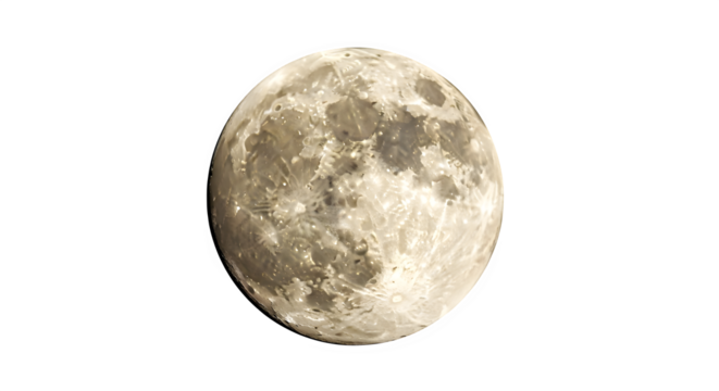 Full moon isolated on transparent background, a celestial body that orbits planet earth at night - Powered by Adobe