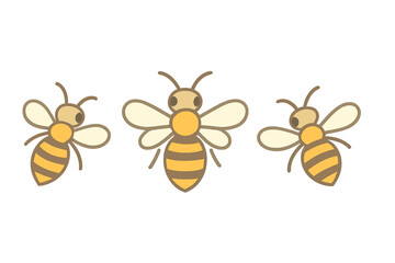 Charming group of stylized honey bees flying in formation