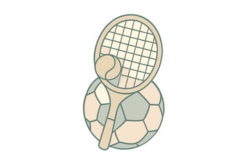 Stack of tennis racket and soccer ball icons representing diverse athletic activities