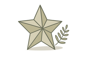 Fototapeta premium Five point star award emblem accented with laurel branch