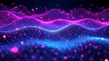 Abstract technology background with glowing particles and network connection design