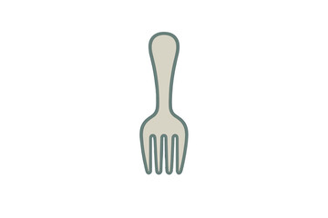 Stylized dining fork icon featuring muted color outline and simple shape