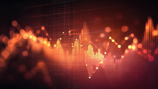 Financial Data Visualization Glowing Chart, Bokeh Effect