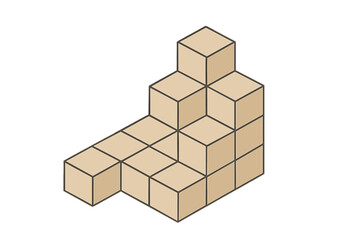Isometric stack of beige cubes forming a stepped geometric shape
