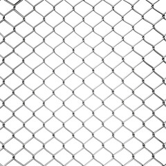 Metal mesh fence close-up on transparent background, industrial protection concept, security barrier and metal texture design