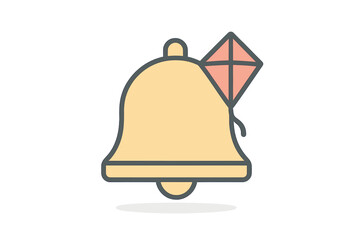 Notification bell icon combined with a small kite symbol