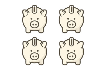 Four cute piggy bank icons for savings and finance concepts