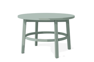 Round wooden side table with sage green finish isolated on white background