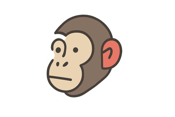 Stylized monkey face icon with neutral expression for avatar or simple design