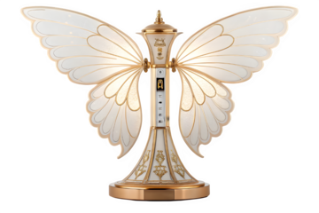 Ornate decorative lamp with butterfly wings isolated on transparent background