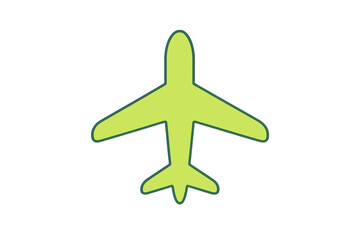 Simple lime green airplane icon viewed from above