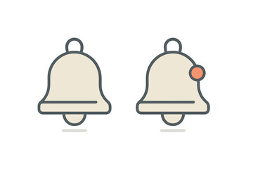 Set of notification bell icons showing active and inactive states