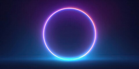 Obraz premium Glowing Neon Circle on Gradient Blue Purple Background
