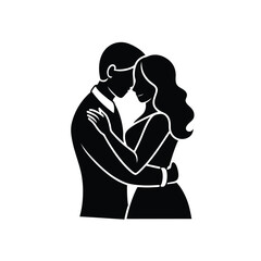 Couple Embrace Silhouette Vector Illustration Affection Love Romance Togetherness Relationship Connection Hug