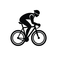 Cyclist Silhouette Icon: Athletic Rider on Bike for Sport and Fitness Graphic Designs Black Vector Illustration