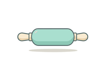 Simple rolling pin kitchen utensil with pastel blue barrel and wooden handles