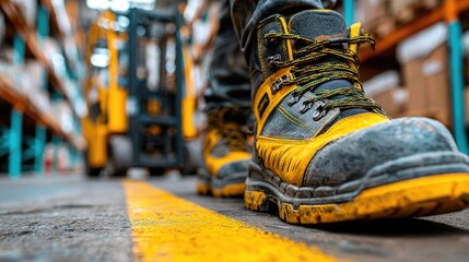 Industrial Safety Boots in Warehouse