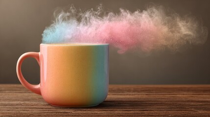 Obraz premium Rainbow Mug with Magical Steam