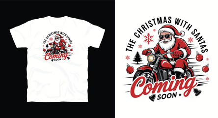The Season With Santas Vector Image Depicts Santa Claus on Motorcycle in an Artistic Way Perfect for Season Themed Apparel Design and Celebration Inspired Graphics