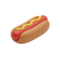 Delicious 3D rendered hot dog with mustard, a classic and savory snack perfect for casual dining and outdoor events