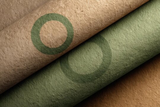 Rolled Paper Textures with Green Circles for Design