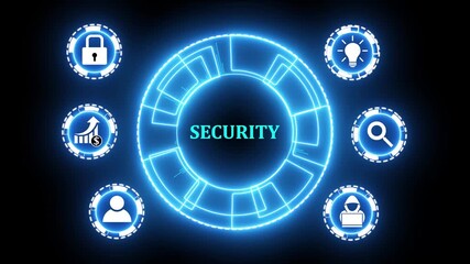 Cyber security data protection business technology privacy concept. glowing animation.4k video animation. - Powered by Adobe