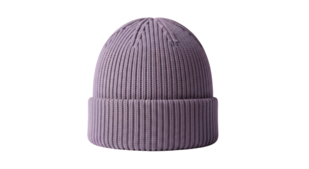 Elegant Lilac Ribbed Beanie Hat A Stylish and Warm Accessory for Cold Weather, Perfect for Winter Fashion isolated on a transparent background