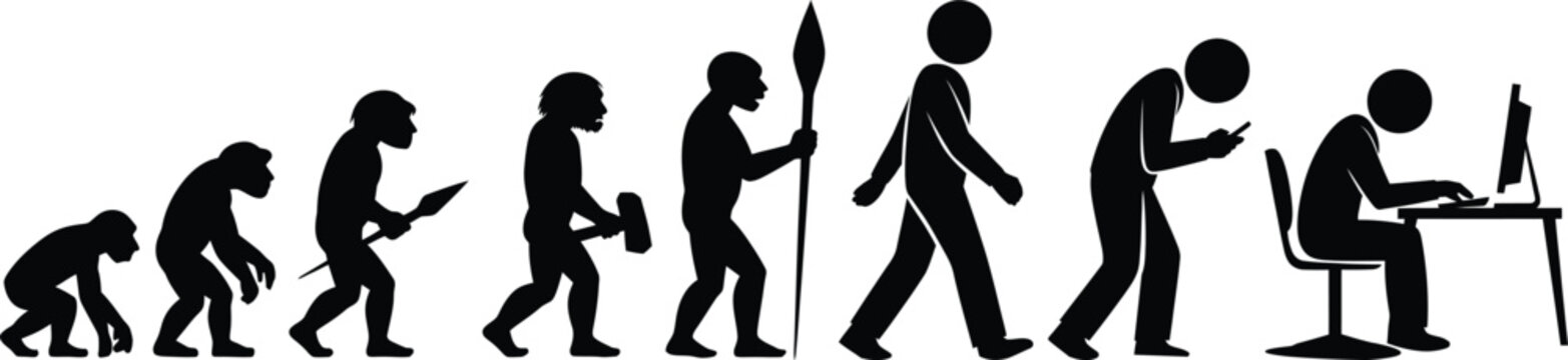 Humanity's journey: from ape to modern digital technology user