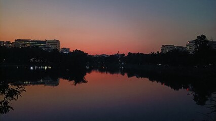 sunset over the river