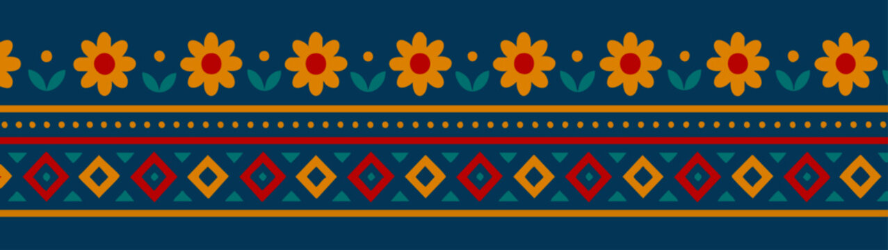 Blue Folk Art Truck Card with Traditional Pakistani Patterns