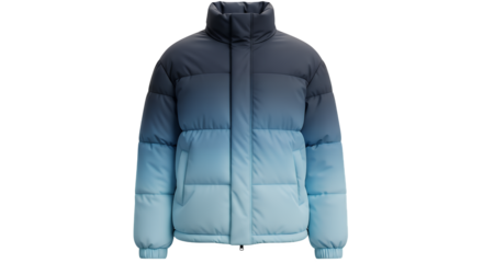 Gradient Ombre Puffer Jacket for Men and Women - Stylish Winter Outerwear isolated on a transparent background