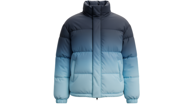 Gradient Ombre Puffer Jacket for Men and Women - Stylish Winter Outerwear isolated on a transparent background