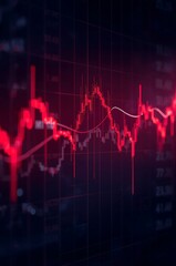 Red stock market crash chart financial crisis economic recession investment loss graph