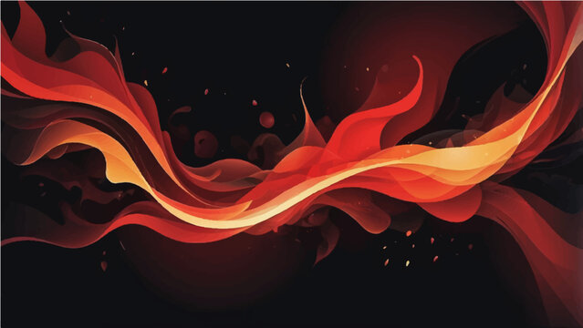 abstract fire flames background with red and orange light waves and smoky pattern