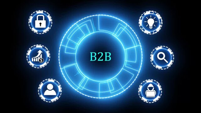Business, Technology, Internet and network concept. B2B Business company commerce technology marketing concept. glowing animation.4k video technology concept - Powered by Adobe