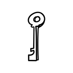 Hand Drawn Key Icon with Classic Design Unlocking Solutions and Security Symbol