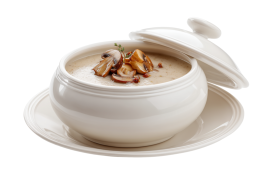 Mushroom Soup in Soup Tureen