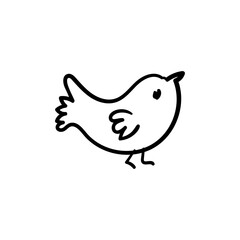Cheerful Bird Sketch A Simple and Cute Animal Line Art Icon for Creative Projects