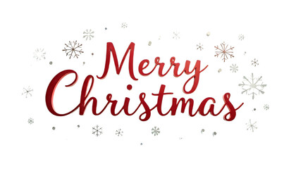 Red “Merry Christmas” typography with decorative snowflakes on a dark background, giving a festive holiday feel.