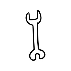 Hand-drawn illustration of a wrench, a tool commonly used for tightening and loosening nuts and bolts