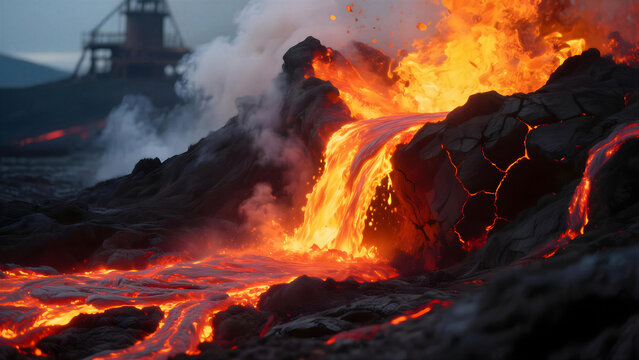 volcano eruption magma flow