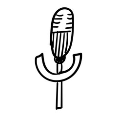 Vintage Microphone Sketch - Nostalgic Recording Icon for Music, Broadcasting and Podcast